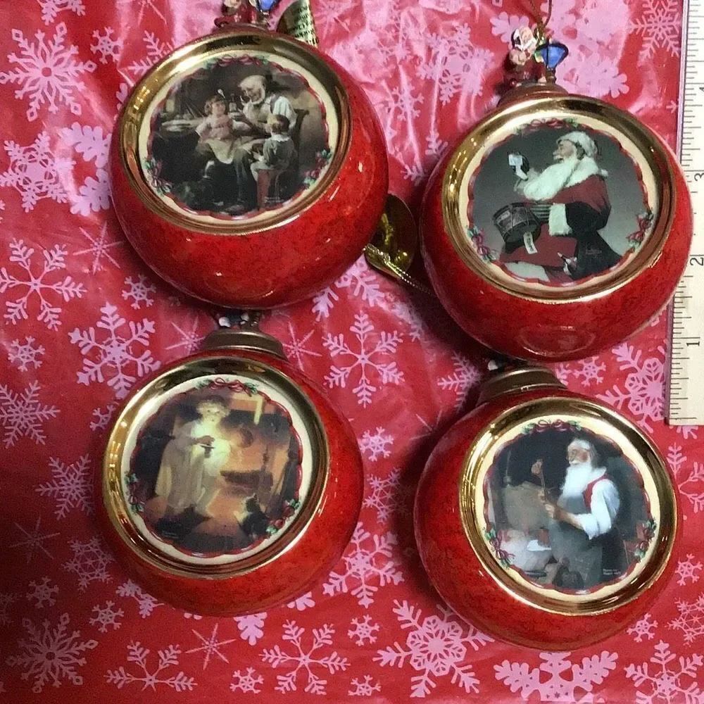 Set of 4 vintage 1998-Norman Rockwell porcelain ornaments by Bradford